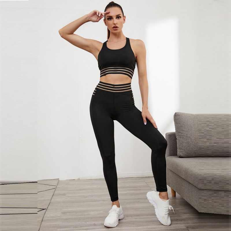 Women Solid Color Tank Top And Pants Sports Yoga Casual Slim Two Piece Set