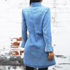 Women Sexy Autumn Casual Solid Color Lapel Single-Breasted Long Sleeve Denim Dress