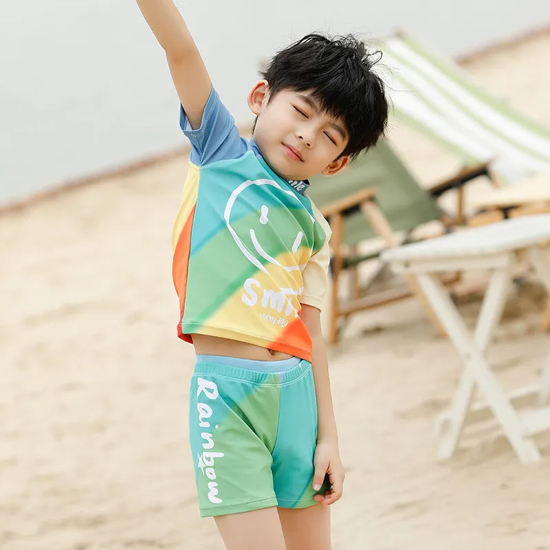 Children Kids Baby Fashion Boys Smiling Face Print Swimsuit