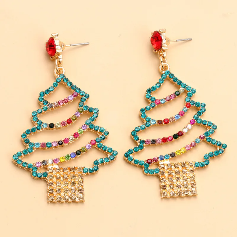 (Buy 1 Get 1) Women Fashion Cartoon Christmas Tree Diamond Alloy Earrings