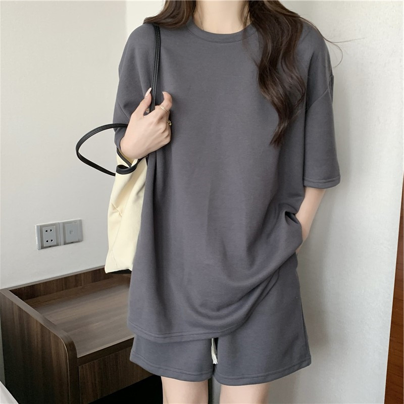 Women Summer Casual Short Sleeve Loose T-Shirt And Short Sports Athleisure Set