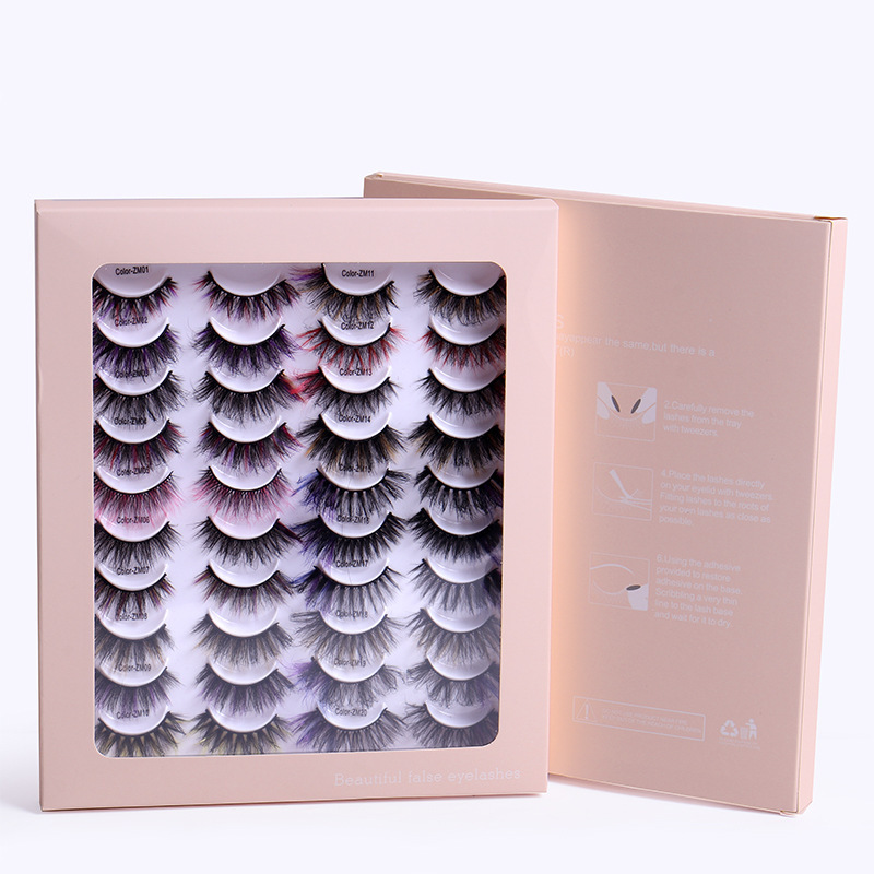 20 Pairs/Set Of Multicolor Imitation Mink False Eyelashes Thick And Curled