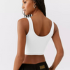 Fashion Edgy Women Rib-Knit Sexy Solid Color U-Neck Basic Cropped Tanks