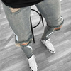 Men Summer Fashion Casual Solid Color Letter Jogger Ripped Jeans