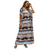 Women Fashion Casual Stripe Printing Batwing Sleeve Loose Long Dress