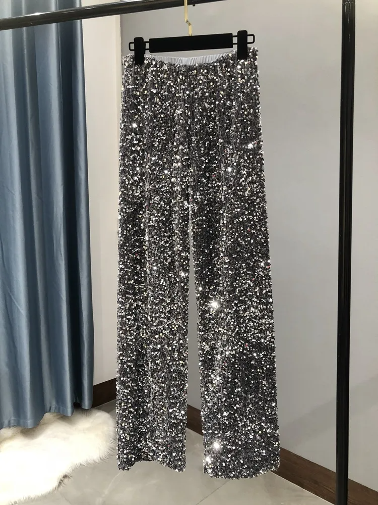 (Buy 1 Get 1) Women Fashion Winter Thickened Velvet Sequin Wide Leg Pants