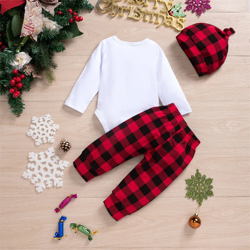 Kids Baby Boys Girls Christmas Bow Long Sleeve Round Neck Romper Played Trousers Sets