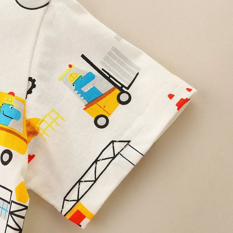 Children Kids Baby Fashion Boys Short Sleeve Cartoon Car Print T-Shirt