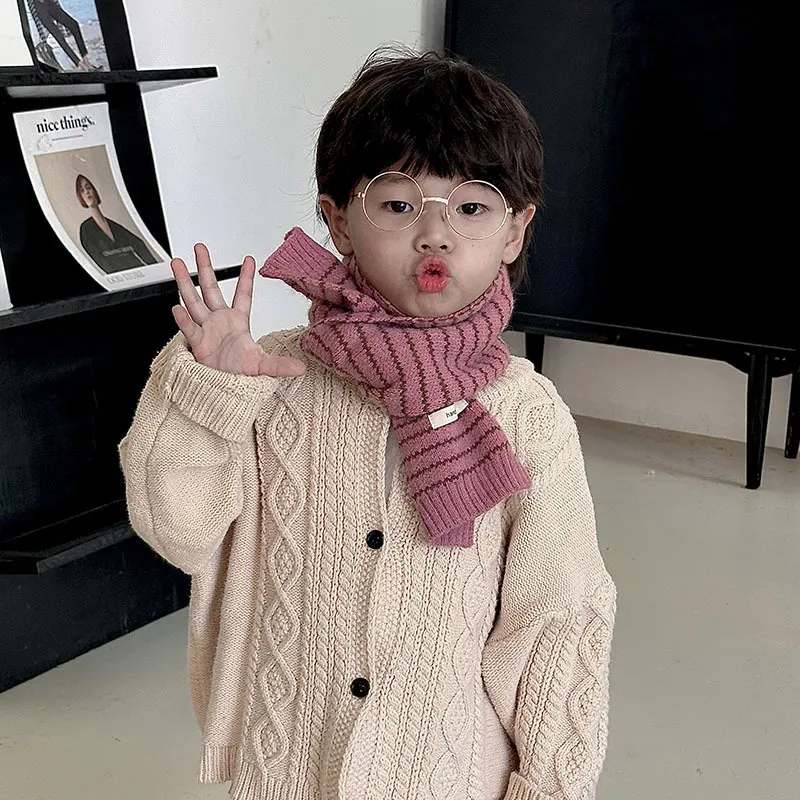 (Buy 1 Get 1) Kids  Casual  Versatile Stripe Knitwear Scarf