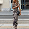 Women Ramadan /Eid Fashion Zebra Printed Long Sleeve Maxi Dress