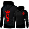 King Queen Crown Printing Pocket Casual Couple Hoodies