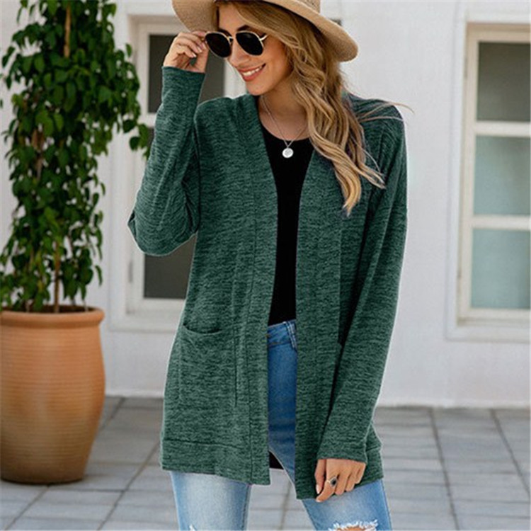 Women Casual Long Sleeve Pocket Knitted Cardigan Coat