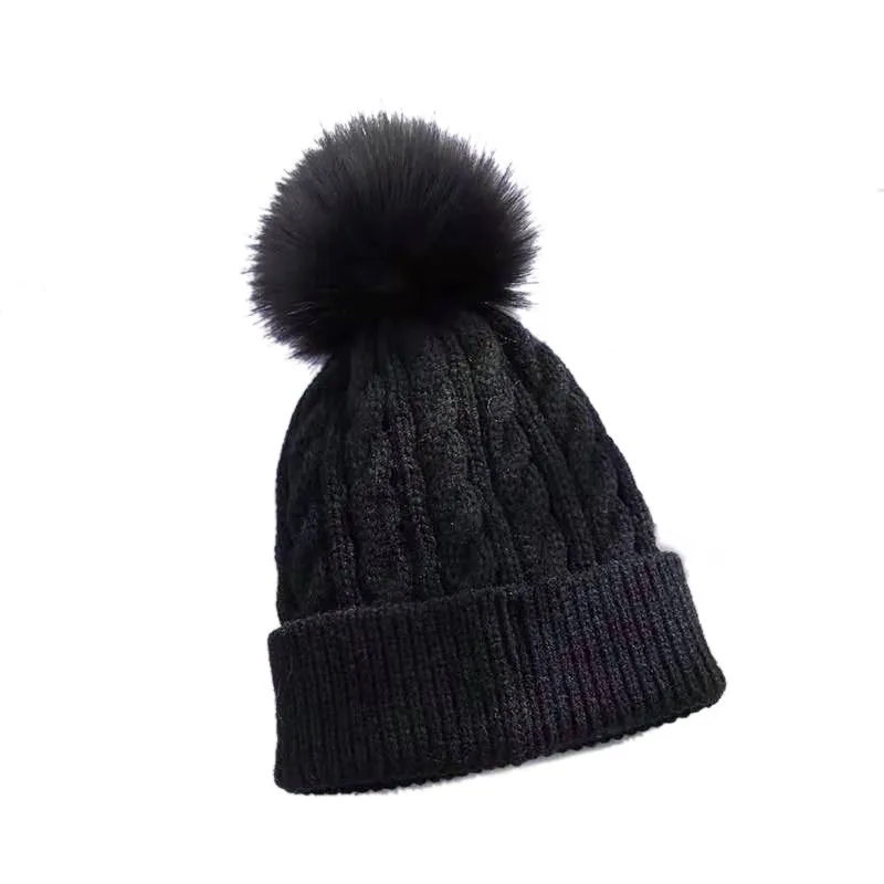 (Buy 1 Get 1) Kids Casual Cute Basic Versatile Fur Ball Solid Color Knitwear Hat