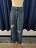 Women Fashion Elegant Casual Loose Ripped Side-Slit Wide Legs Jeans