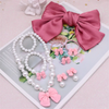 (Buy 1 Get 1) Children Kids Baby Fashion Girls Bowknot Pearl Bead Necklace Bracelet Earrings Set