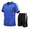 Men Plus Size Sporty Short Sleeve Round Neck Stripe Printed T-Shirt And Shorts Two-Piece Set