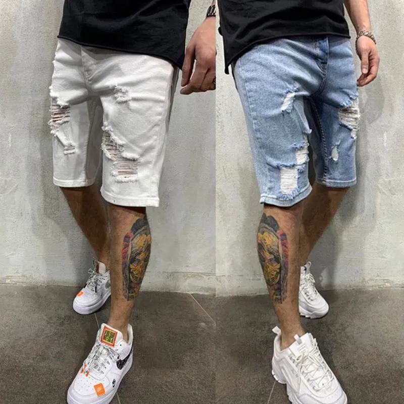 Men Fashion Ripped Denim Shorts