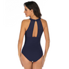 Women Sexy Solid Color Halter Neck One Piece Swimwear