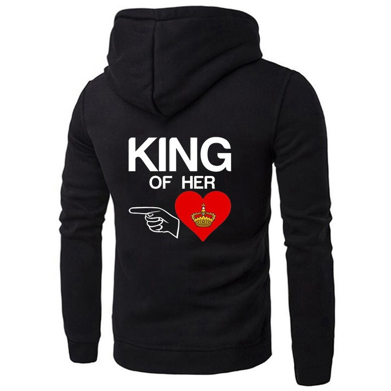 Fashion Casual Long Sleeve Round Neck Letter Love Print Couple Hoodie