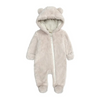 Kids Baby Boys Girls Autumn Winter Casual Cute Solid Color Bear Ear Fleeces Long Sleeve Hooded Bodysuit