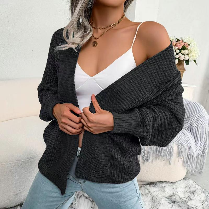 Women Casual Winter Solid Color Knitted Sweater Coat