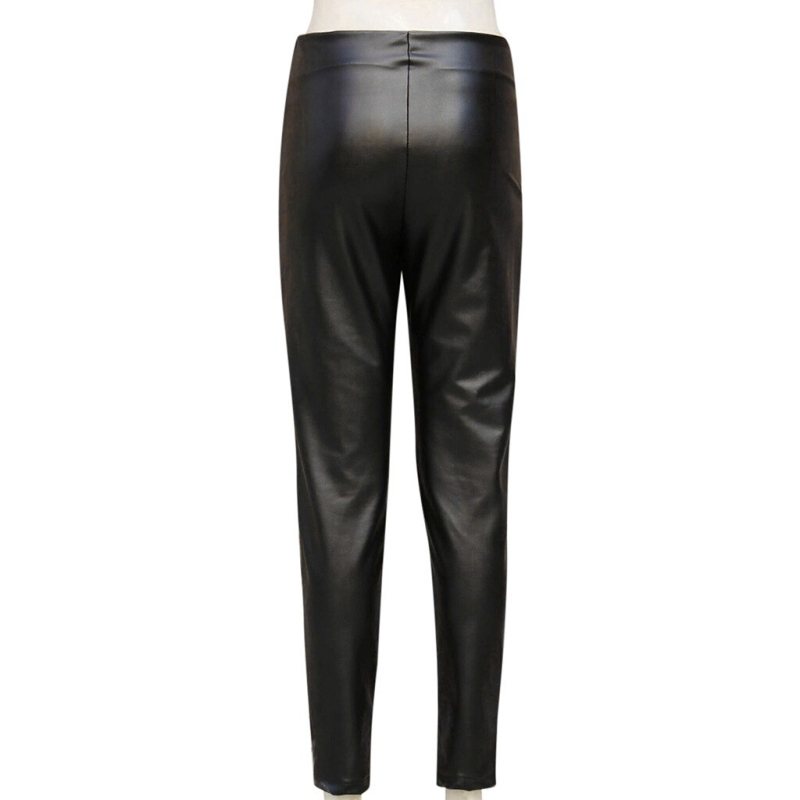 Double Zipper Design High Waist PU Skinny Pants