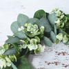 Round Green Leaf White Simulation Flower Decoration Wreath