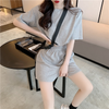 Fashion Casual Sports Women Athleisure Short-Sleeved Elastic Waist T-Shirt Wide-Leg Shorts Two-Piece Summer Set