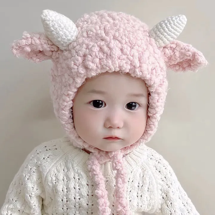 Kids Autumn Winter Casual Cute Cartoon Lamb Woollining Cap