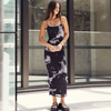 Women'S Sexy Edgy Mesh Printing Slip Maxi Dress