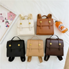 Kids Girls Fashion Casual Retro Solid Color Square Magnetic Button Backpacks Bags