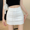 Women'S Fashion Casual Solid Color High Waist Lace-Up Sports Skirt