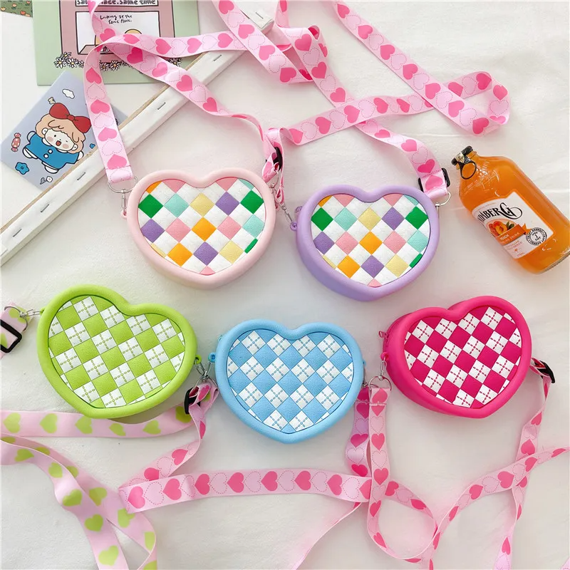 Kids Girls Fashion Sweet Candy Color Heart Shaped Silicone Mini Crossbody Bag