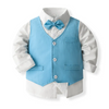 Kids Toddler Boys Spring Autumn Fashion Casual British Style Bow Waistcoat Shirt Trousers Boys Party Clothing Set