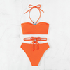 Women'S Sexy Small Chest Push Up Halter Neck Swimsuit Two-Piece Set