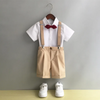 Kids Toddler Big Boys Summer Fashion Casual British Style Bow Shirt Suspender Trousers Boys Party Clothing Set