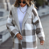 Women Winter Plush Plaid Hooded Jacket