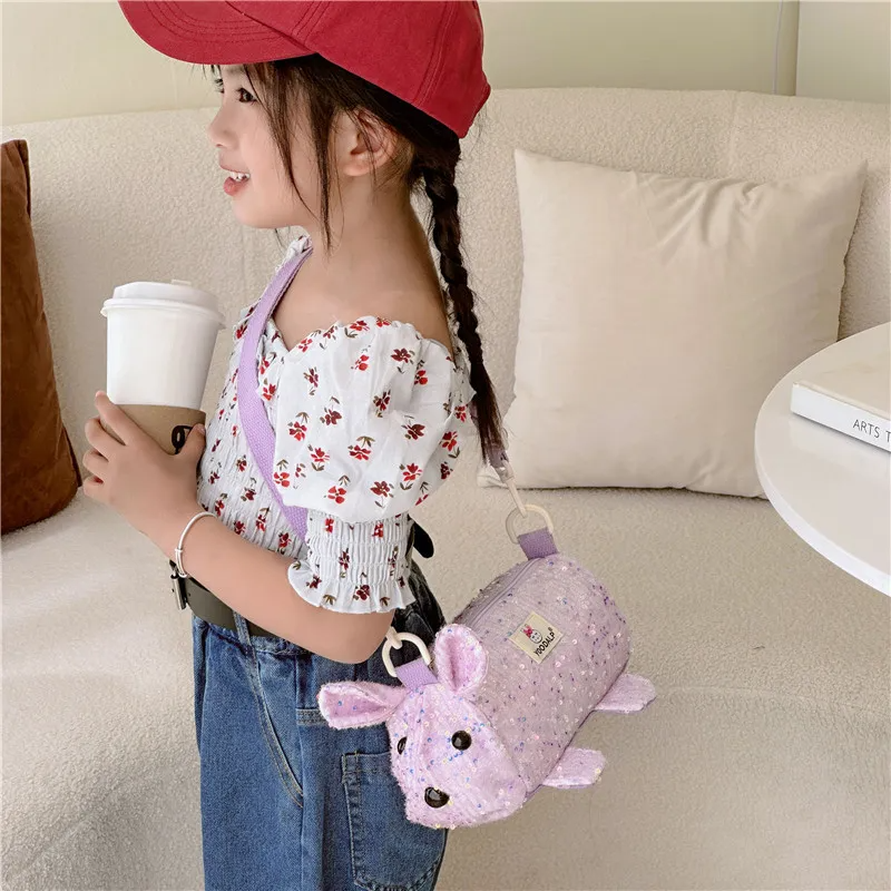 Children Kids Baby Fashion Girls Cartoon Sequin Round Crossbody Messenger Bag