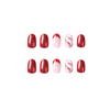 ( Buy 1 Get 2 )  Women Fashion Christmas Red Glitter Contrast Color Wave Wearable False Nails