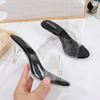 Women Fashion Plus Size Transparent Low Heel Slippers