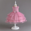 Kids Toddler Big Girls Summer Fashion Party Cute Sweet Solid Color Sequins Bow Pleated Sleeveless Mesh Party Tutu Dress