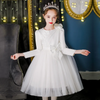 Kids Toddler Big Girls Cute Party Sleeveless Long Sleeve Bow Round Neck Mesh Tutu Princess Dress