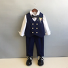 Kids Toddler Big Boys Autumn Winter Fashion Casual British Style Bow Waistcoat Shirt Pants Boys Party Clothing Set