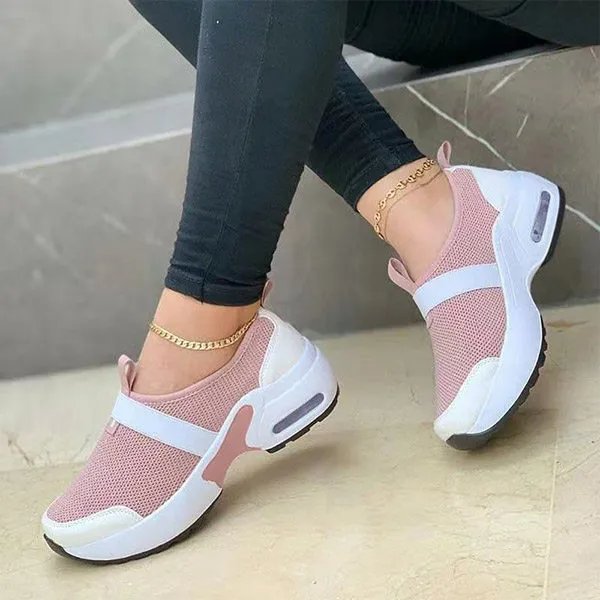 Women Fashion Plus Size Casual Fly Woven Elathe Strap Sneakers