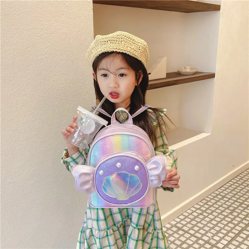 Children Kids Baby Fashion Girls Cartoon Laser Shell Casual Backpack