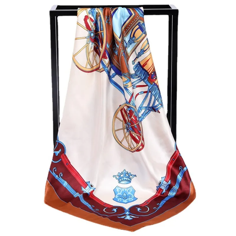 (Buy 1 Get 2) Women'S Fashion Carriage Printing Imitation Silk Scarf