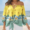 Women Elegant Bohemian Sexy Fashion Floral Print Off-The-Shoulder Top