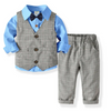 Kids Toddler Boys Spring Autumn Fashion Casual British Style Bow Stripe Waistcoat Shirt Trousers Party Clothing Set