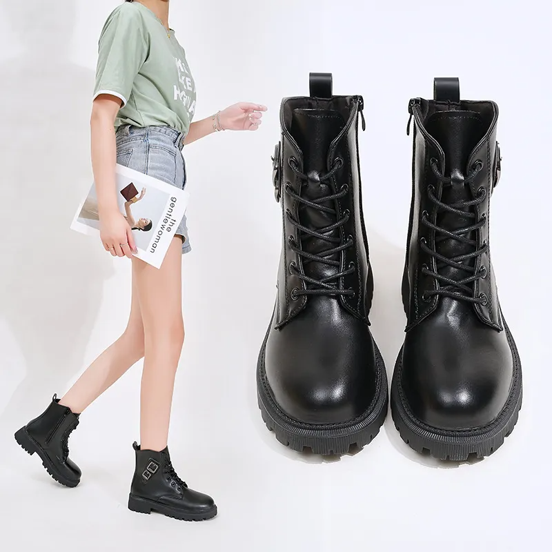 Winter Women Fashion British Style Thick-Soled Round Toe Short Boots