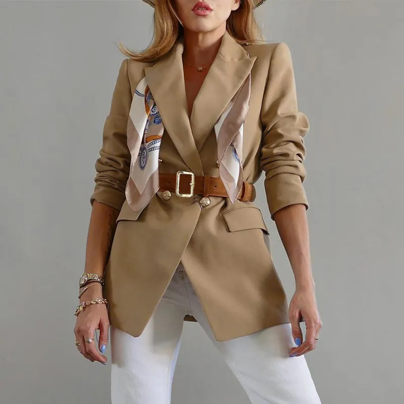 Women Fashion Casual Solid Color Long Sleeve Blazer Coat